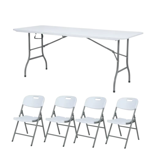 שולחן לבן+4 כיסאות לבנים