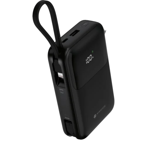 סוללת טעינה 2 כבלים מובנים גב + צג 10000mAh שחור MIR