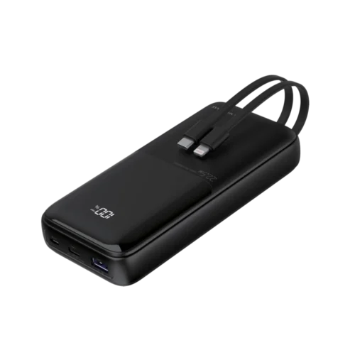 סוללת טעינה 2 כבלים מובנים צד + צג 20000mAh שחור MIR