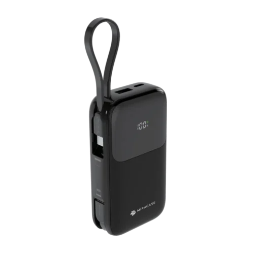 סוללת טעינה מיני 2כבלים מובנים צד+צג 10000mAh שחור MIR