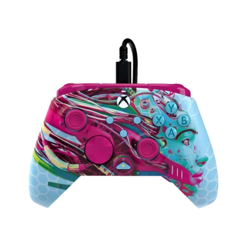 בקר גיימינג חוטי דגם PDP Rematch™ Glow Advanced Wired בצבע תכלת/ורוד מבית Turtle Beach